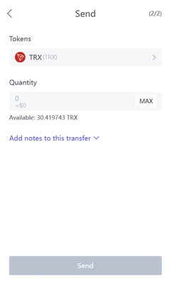 sending crypto by tronlink wallet