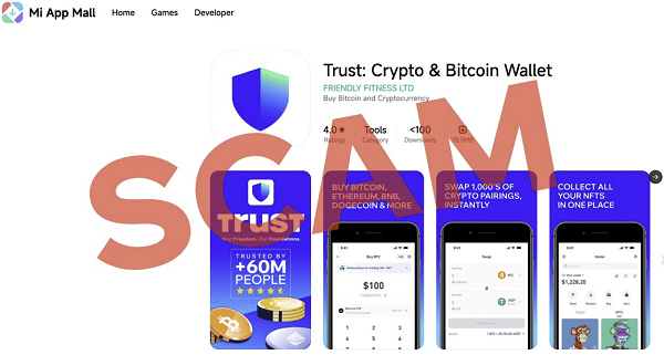 نسخه جعلی و تقلبی کیف پول تراست ولت